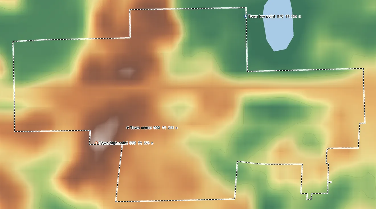 Topographic elevation map of Altona, Indiana, shaded from 870 ft on the northeast side to 900 ft near the middle