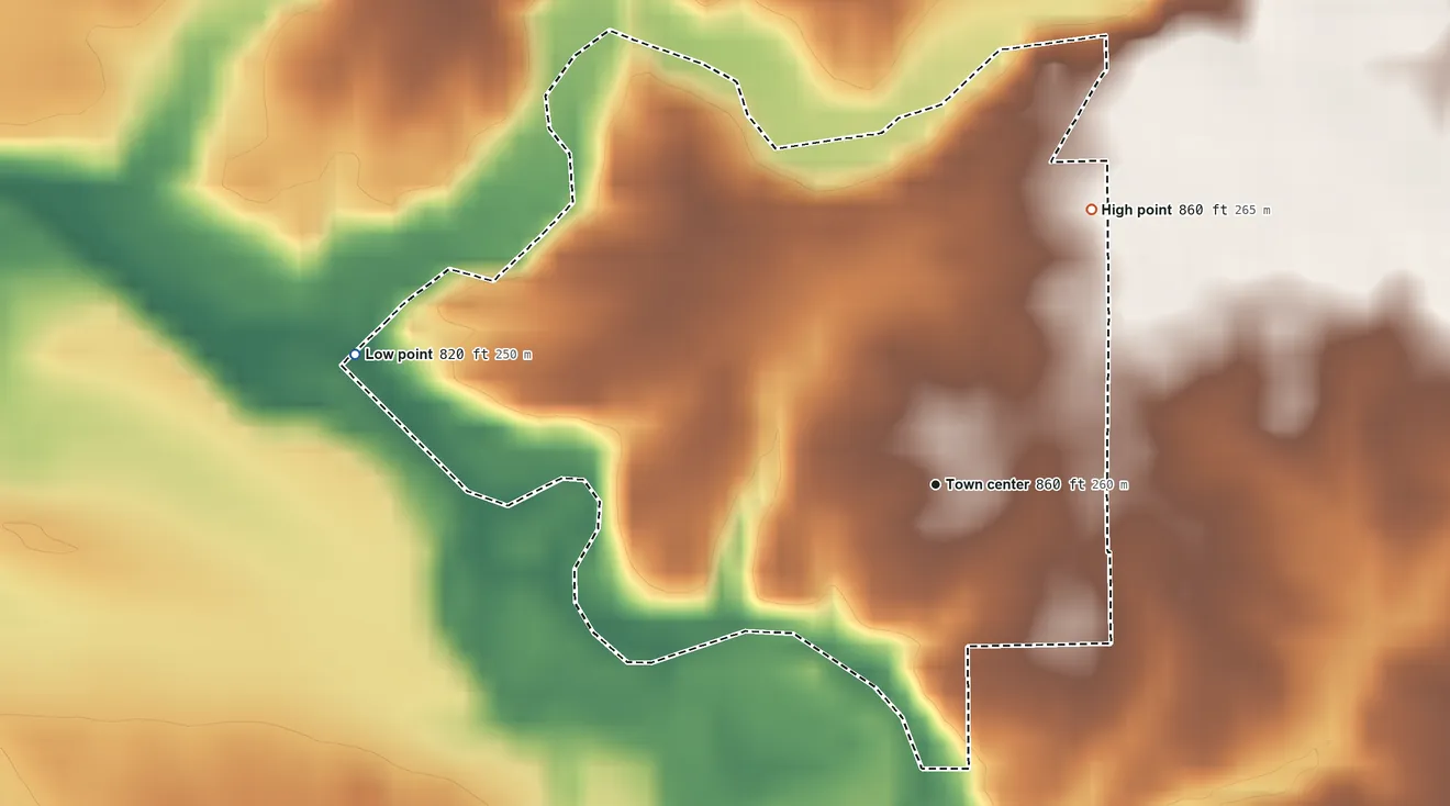 Topographic elevation map of Jerome, Indiana, shaded from 820 ft on the west side to 860 ft on the northeast side
