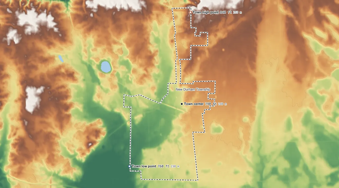 Topographic elevation map of Westville, Indiana, shaded from 760 ft on the southwest side to 840 ft on the north side