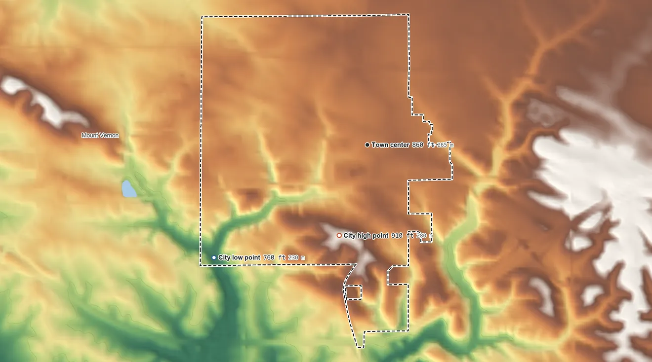 Topographic elevation map of Lisbon, Iowa, shaded from 760 ft on the southwest side to 910 ft on the south side