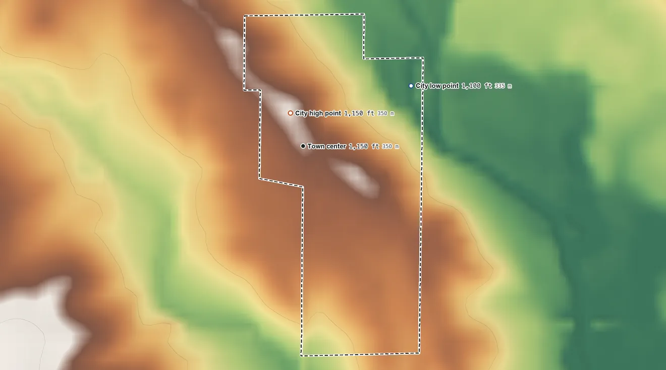 Topographic elevation map of North Washington, Iowa, shaded from 1,100 ft on the northeast side to 1,150 ft near the middle