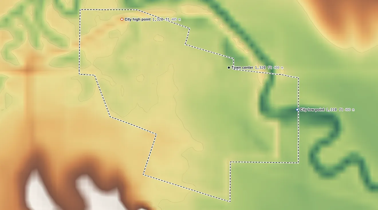 Topographic elevation map of Barnard, Kansas, shaded from 1,310 ft on the southeast side to 1,320 ft on the northwest side
