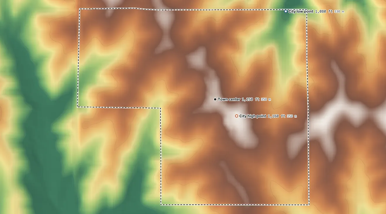 Topographic elevation map of Netawaka, Kansas, shaded from 1,080 ft on the northeast side to 1,160 ft near the middle