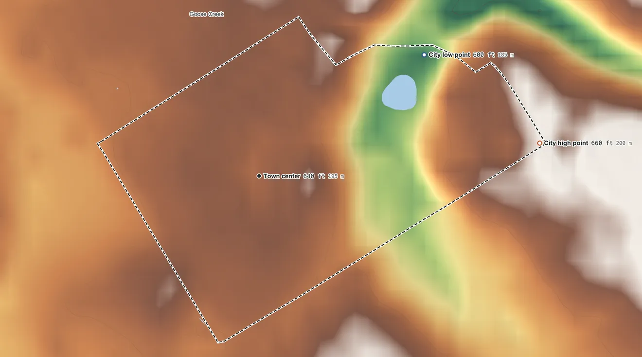 Topographic elevation map of Murray Hill, Kentucky, shaded from 600 ft on the northeast side to 660 ft on the east side