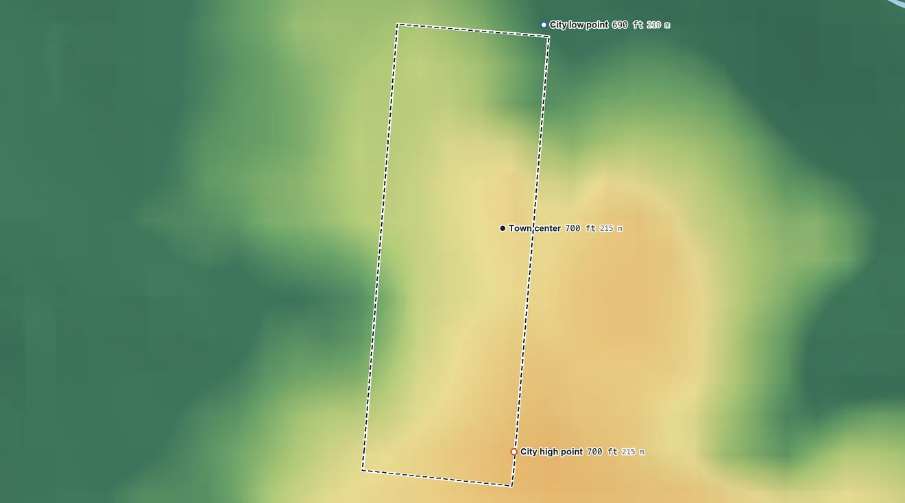 Topographic elevation map of Sycamore, Kentucky, shaded from 690 ft on the north side to 700 ft on the south side