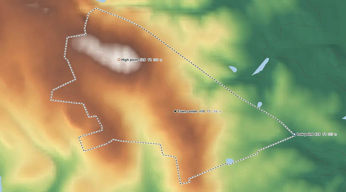 Topographic elevation map of Graceham, Maryland, shaded from 410 ft on the east side to 520 ft on the northwest side