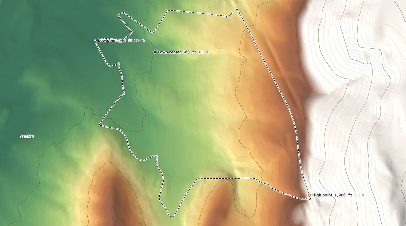 Topographic elevation map of Mount Lena, Maryland, shaded from 540 ft on the west side to 1,080 ft on the southeast edge, below higher ground just outside