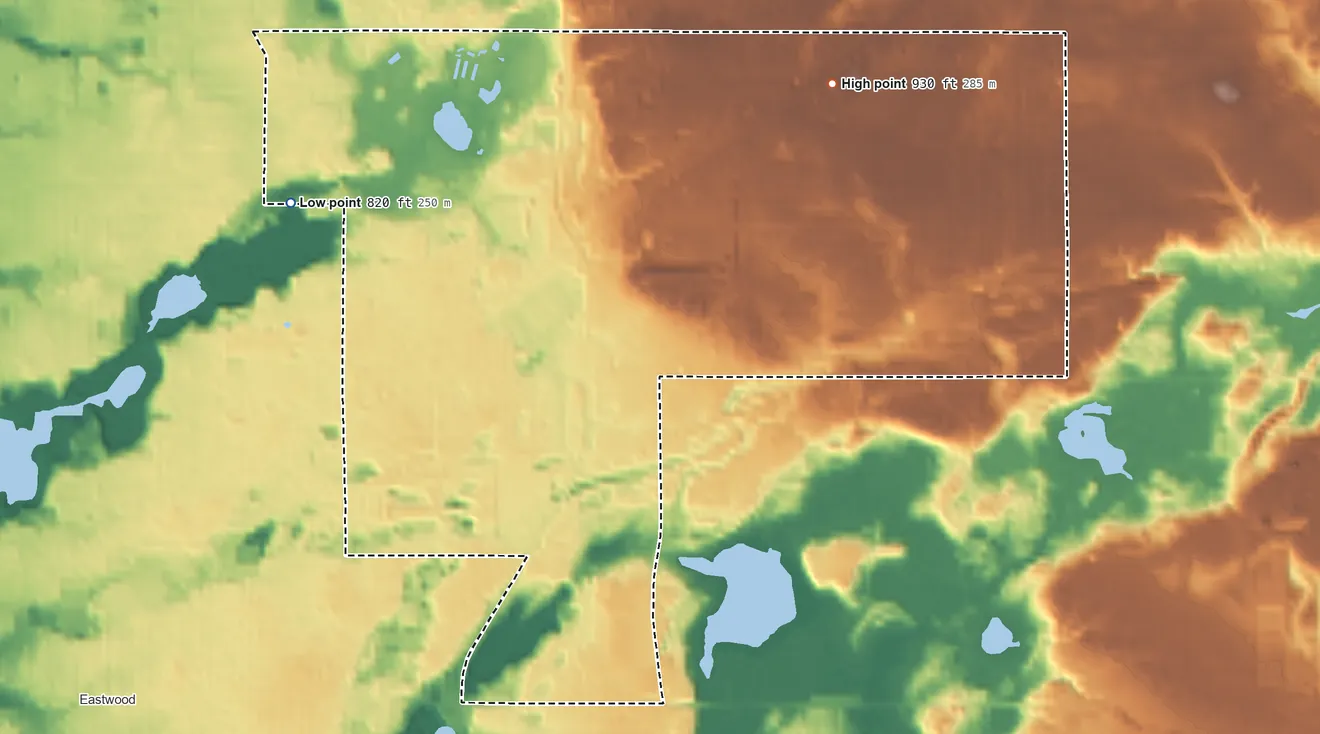 Topographic elevation map of Comstock Northwest, Michigan, shaded from 820 ft on the west side to 930 ft on the northeast side
