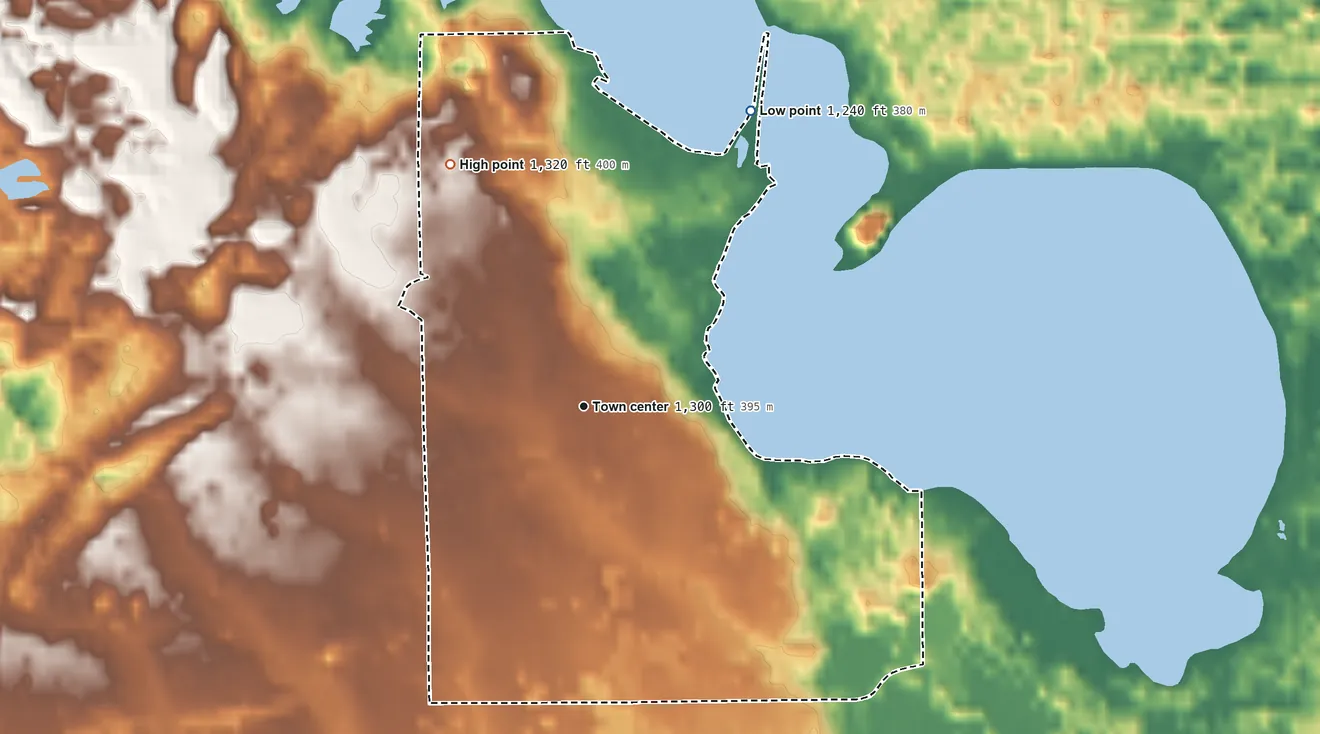 Topographic elevation map of Jennings, Michigan, shaded from 1,240 ft on the northeast side to 1,320 ft on the northwest side