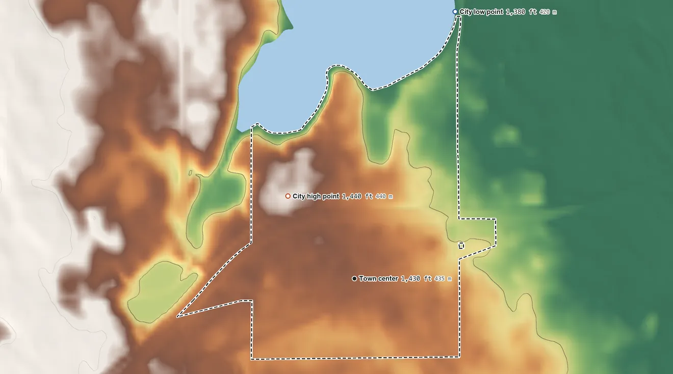 Topographic elevation map of Bingham Lake, Minnesota, shaded from 1,380 ft on the north side to 1,440 ft on the northwest side