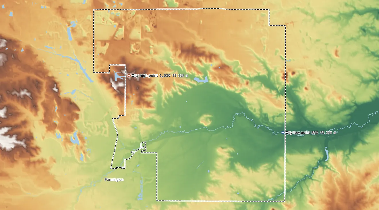 Topographic elevation map of Empire, Minnesota, shaded from 850 ft on the east side to 1,030 ft on the north side