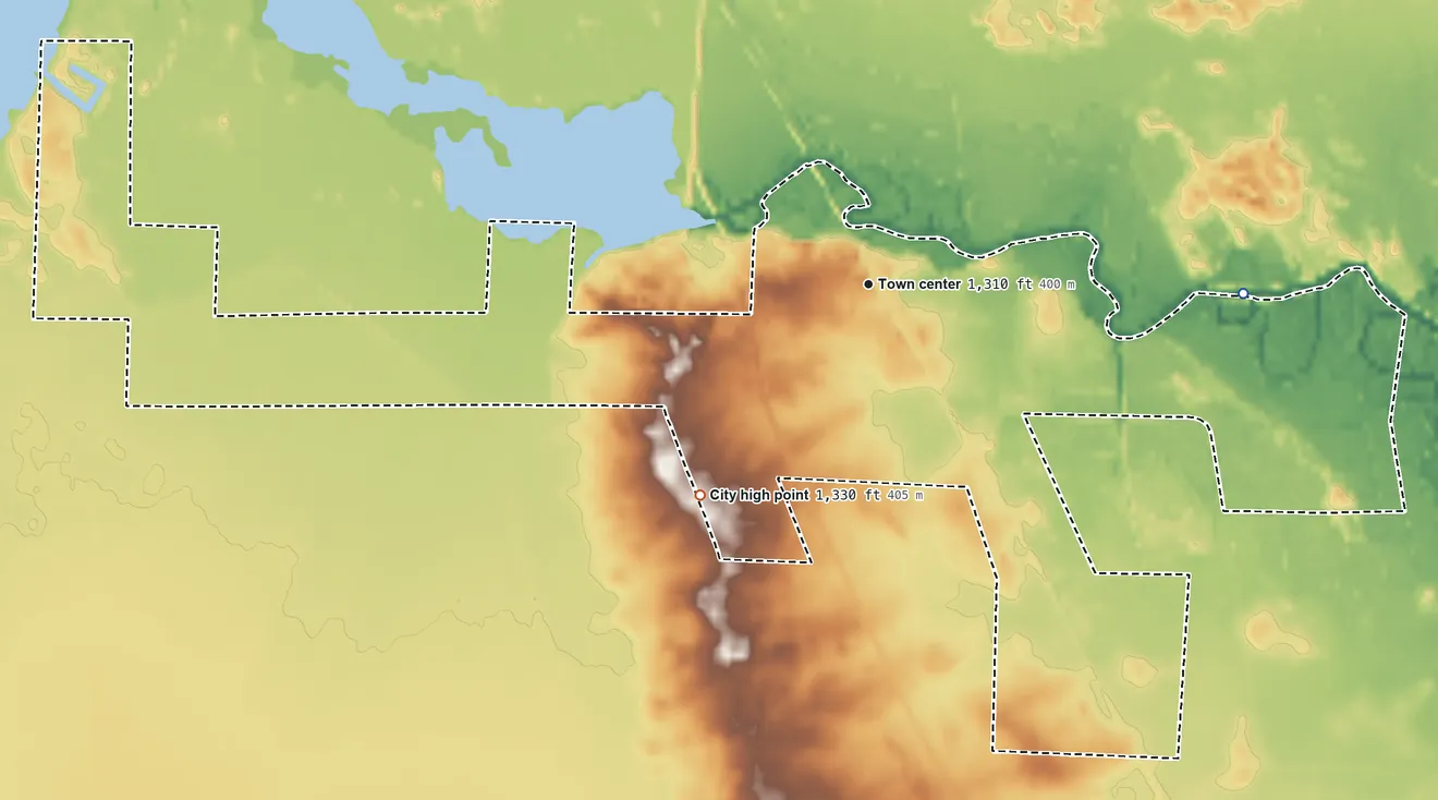 Topographic elevation map of Federal Dam, Minnesota, shaded from 1,280 ft on the east side to 1,330 ft on the southwest side