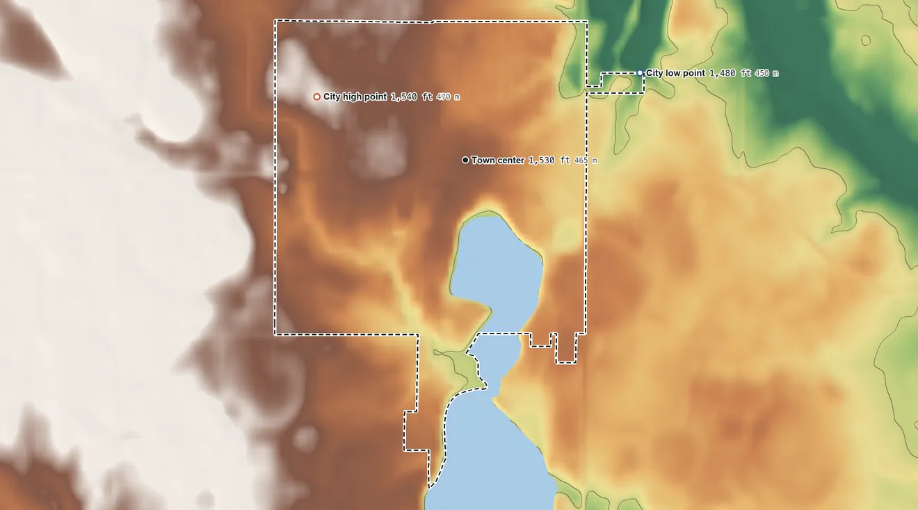 Topographic elevation map of Fulda, Minnesota, shaded from 1,480 ft on the northeast side to 1,540 ft on the northwest side