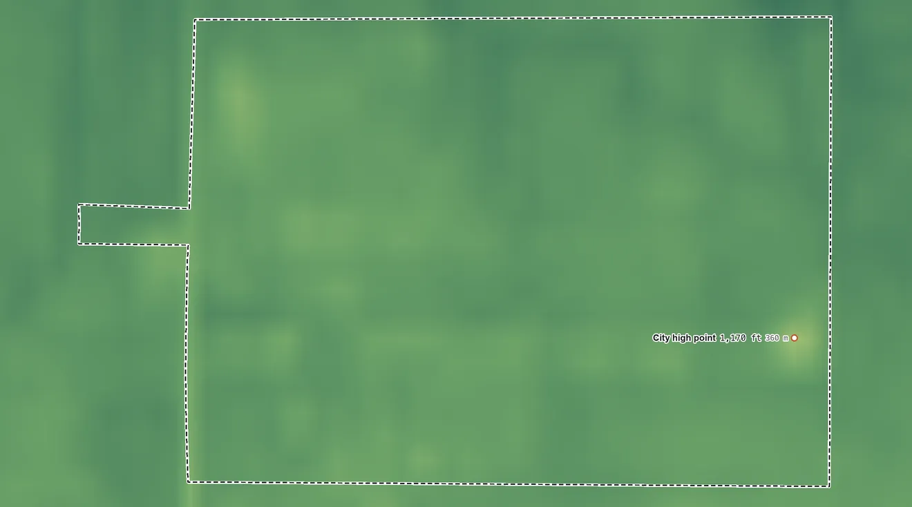 Topographic elevation map of Goodridge, Minnesota, shaded from 1,170 ft on the northeast side to 1,170 ft on the east side