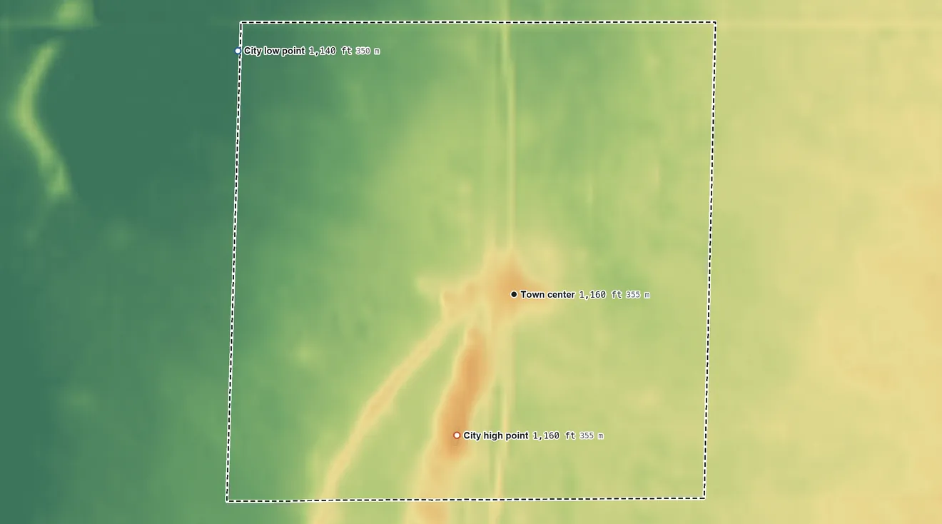 Topographic elevation map of Holt, Minnesota, shaded from 1,140 ft on the northwest side to 1,160 ft on the south side
