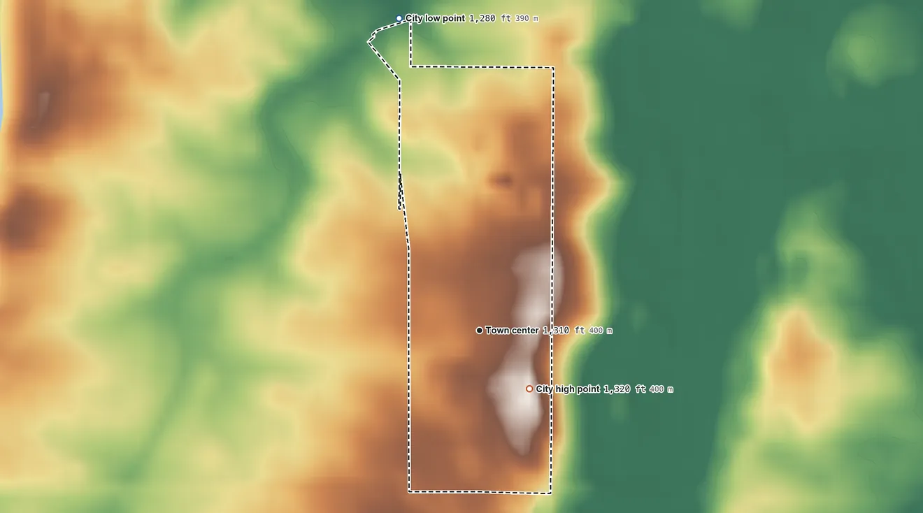 Topographic elevation map of Lake Henry, Minnesota, shaded from 1,280 ft on the north side to 1,320 ft on the southeast side