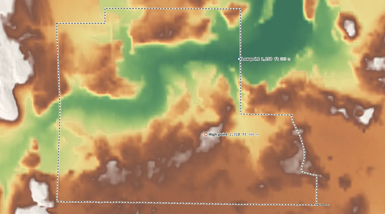 Topographic elevation map of Mahnomen, St. Louis County, Minnesota, shaded from 1,260 ft on the northeast side to 1,310 ft on the southeast side
