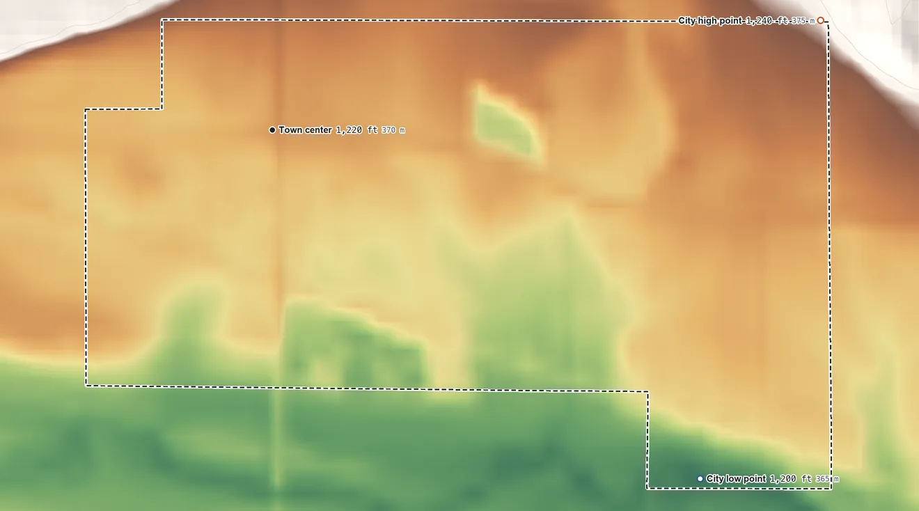 Topographic elevation map of Regal, Minnesota, shaded from 1,200 ft on the southeast side to 1,240 ft on the east side