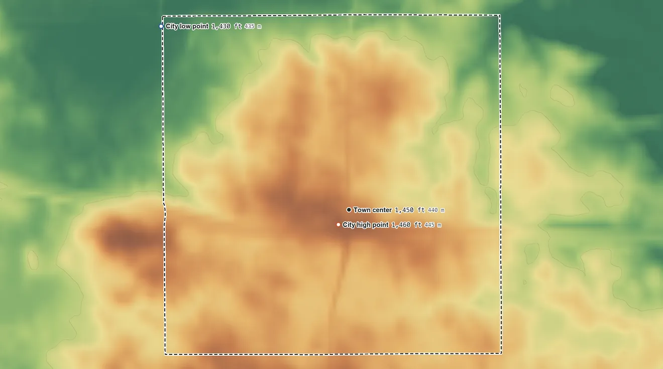 Topographic elevation map of Solway, Minnesota, shaded from 1,430 ft on the northwest side to 1,460 ft near the middle