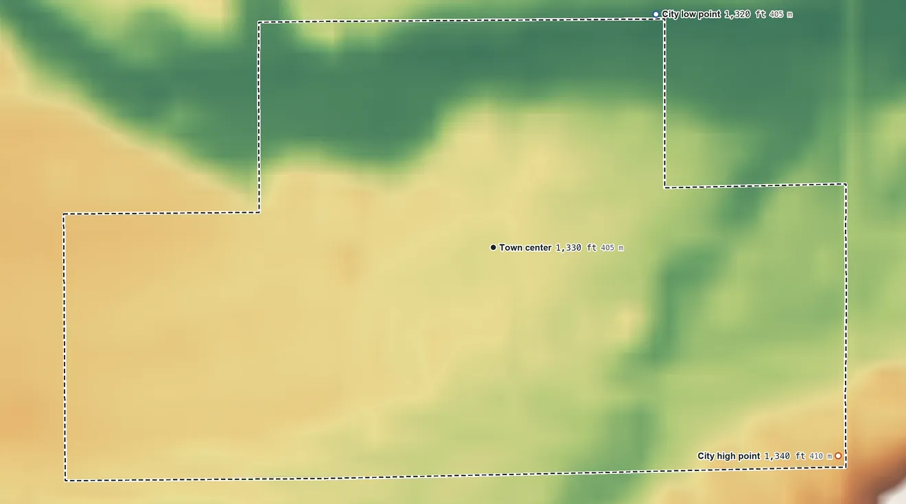 Topographic elevation map of Westport, Minnesota, shaded from 1,320 ft on the northeast side to 1,340 ft on the southeast side
