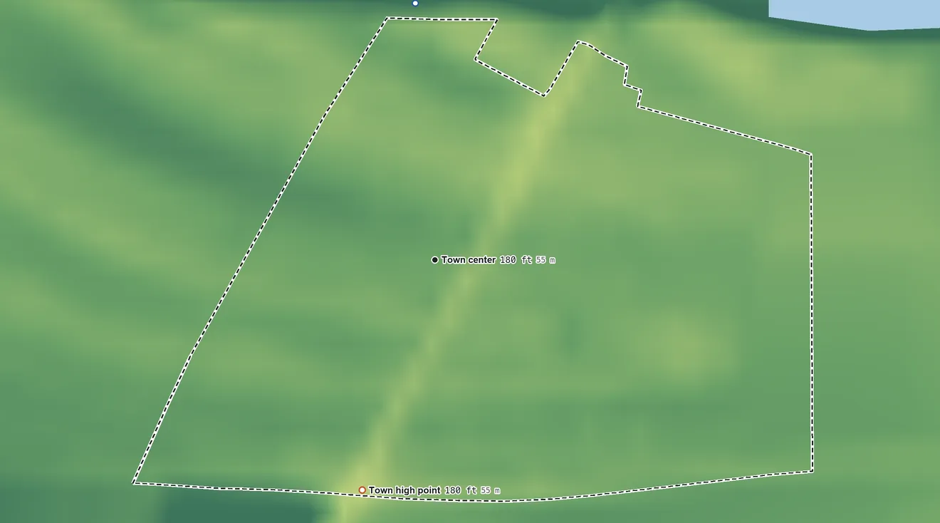 Topographic elevation map of Coahoma, Mississippi, shaded from 170 ft on the north side to 180 ft on the south side