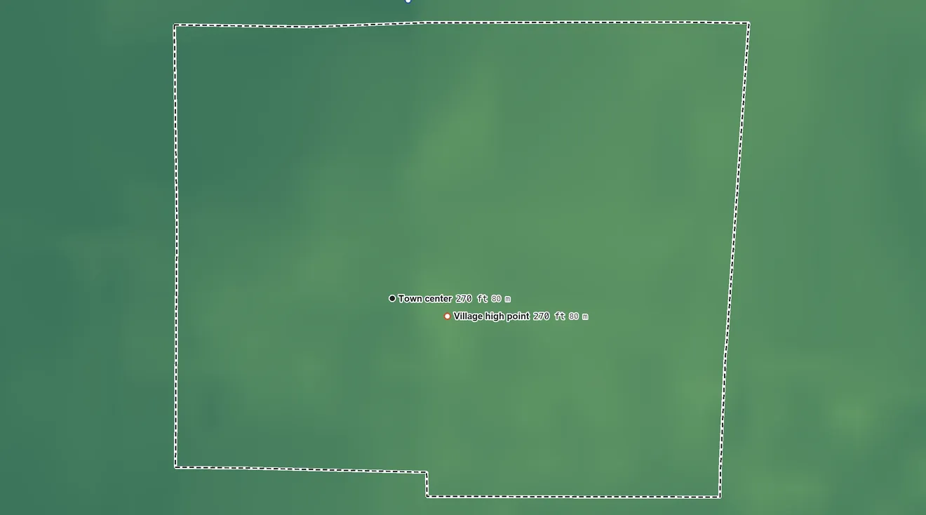 Topographic elevation map of Pascola, Missouri, shaded from 260 ft on the north side to 270 ft near the middle