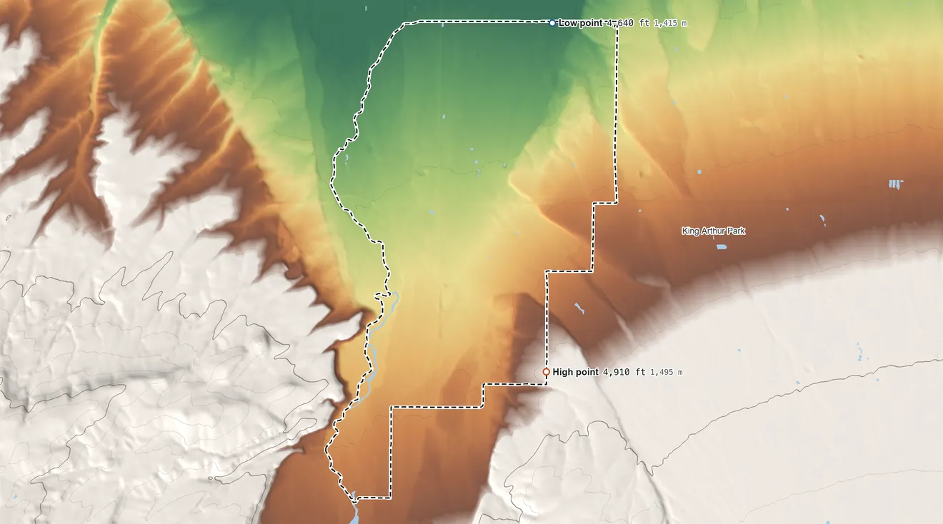 Topographic elevation map of Four Corners, Montana, shaded from 4,640 ft on the northeast side to 4,910 ft on the southeast side