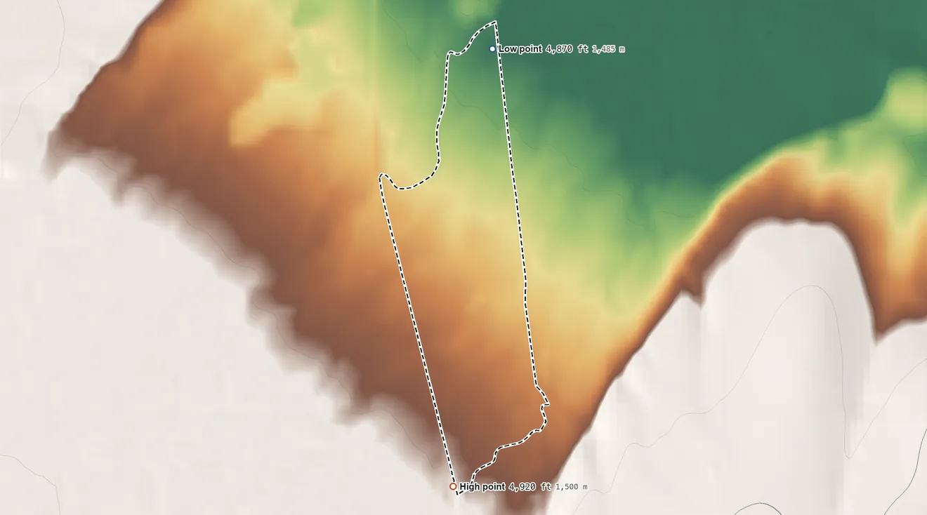 Topographic elevation map of Harrison, Montana, shaded from 4,870 ft on the north side to 4,920 ft on the south side