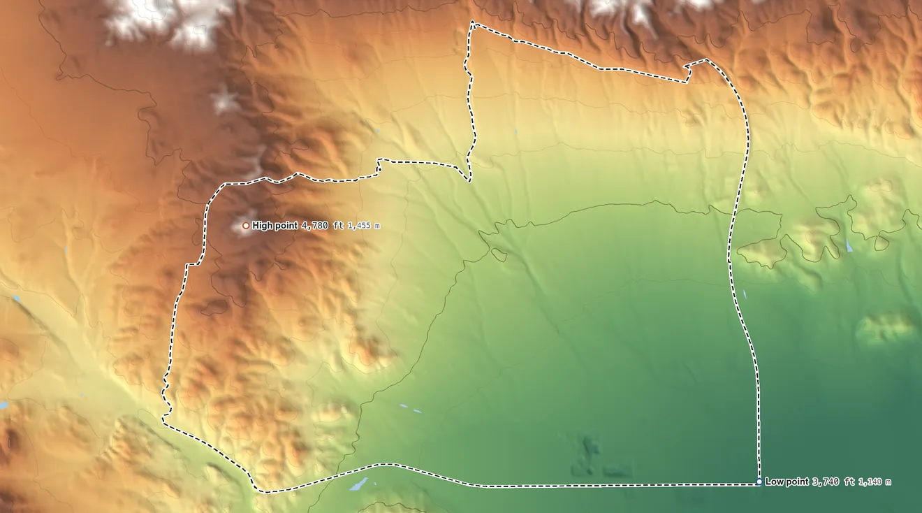 Topographic elevation map of Helena Valley Northwest, Montana, shaded from 3,740 ft on the southeast side to 4,780 ft on the west side