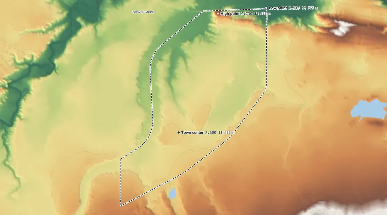 Topographic elevation map of Herron, Montana, shaded from 2,510 ft on the northeast side to 2,730 ft on Black Butte