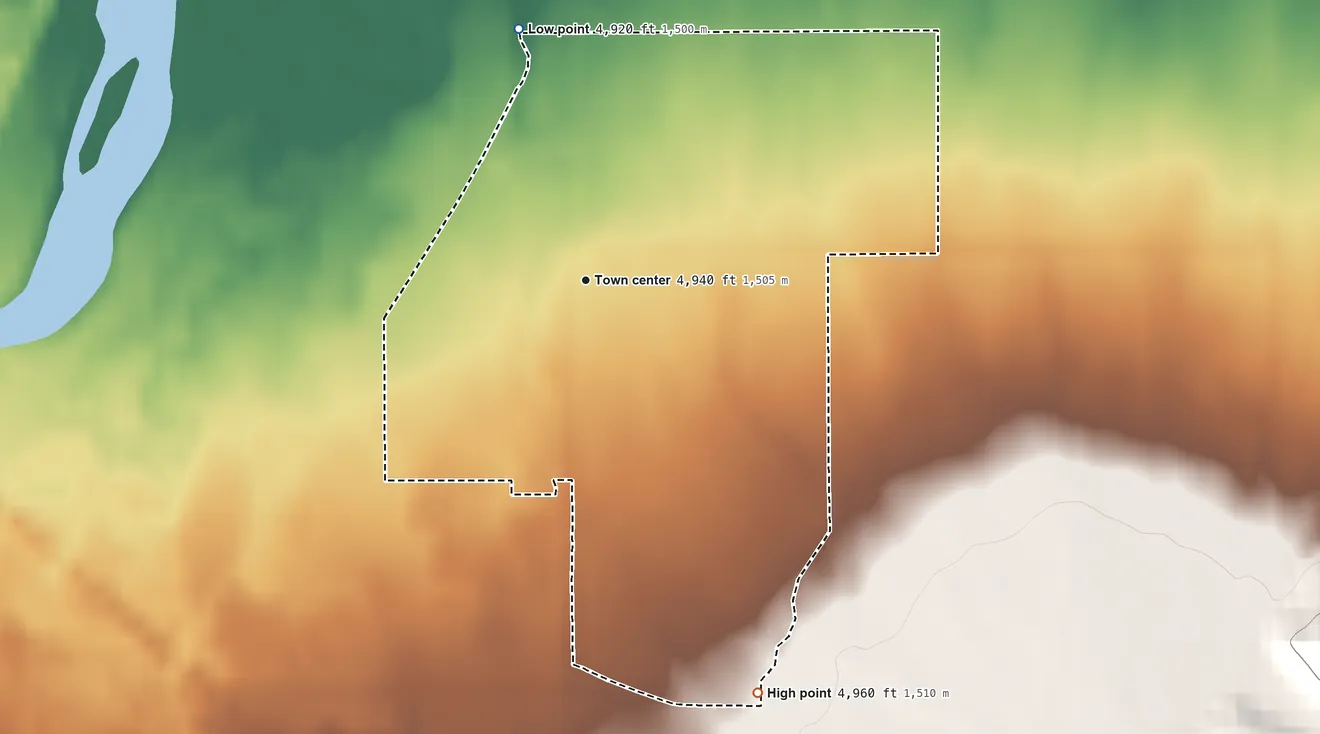 Topographic elevation map of Jeffers, Montana, shaded from 4,920 ft on the north side to 4,960 ft on the southeast side