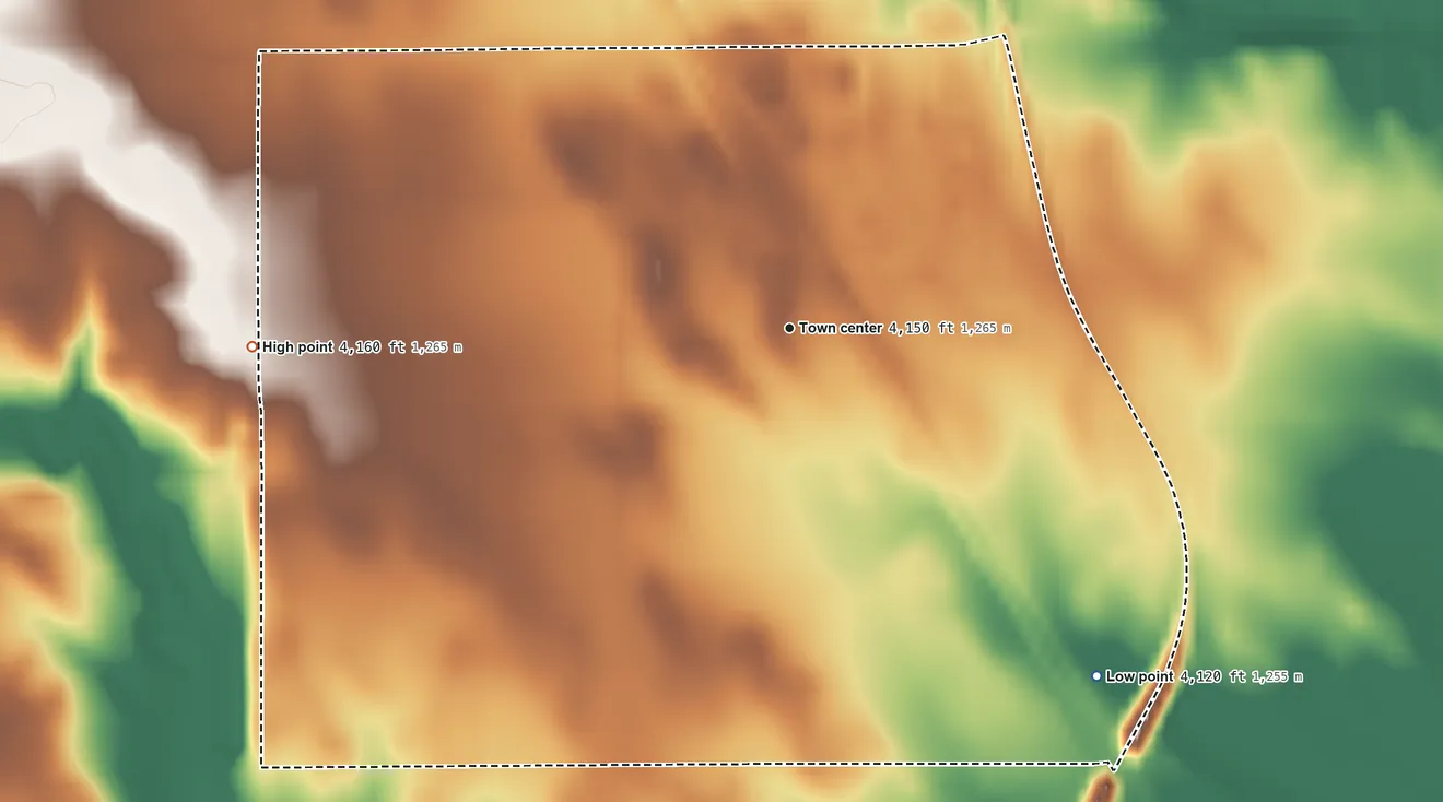 Topographic elevation map of Berea, Nebraska, shaded from 4,120 ft on the southeast side to 4,160 ft on the west side