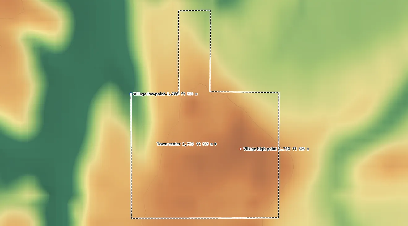 Topographic elevation map of Cornlea, Nebraska, shaded from 1,700 ft on the northwest side to 1,730 ft on the east side