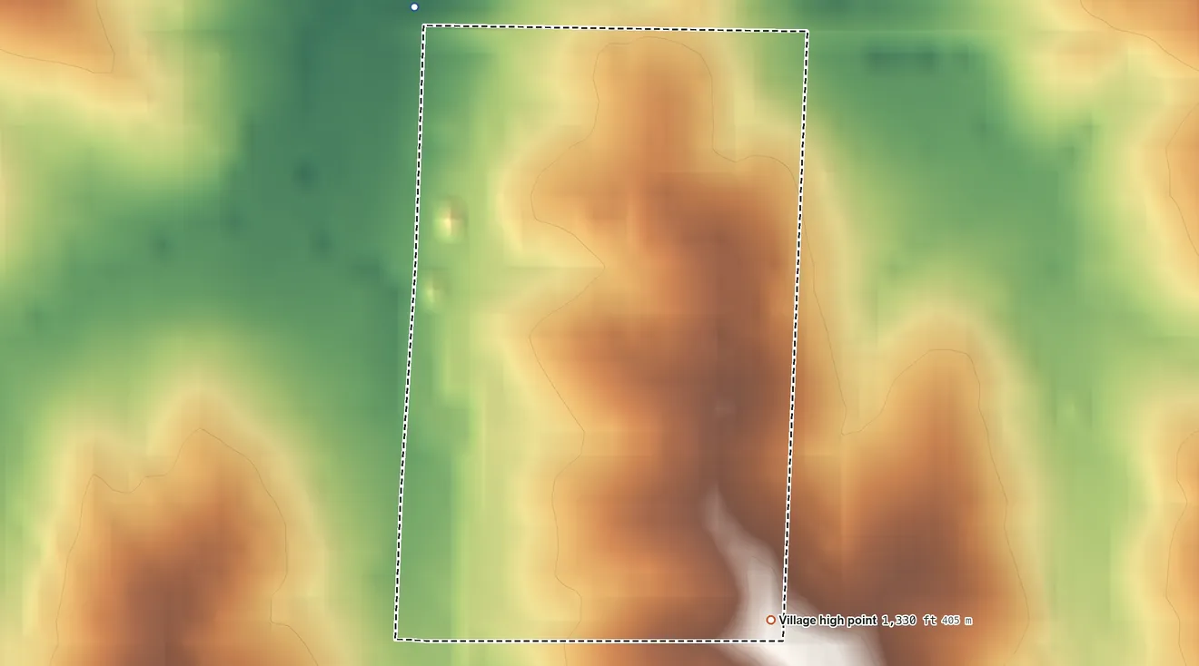 Topographic elevation map of Davey, Nebraska, shaded from 1,240 ft on the northwest side to 1,330 ft on the southeast side