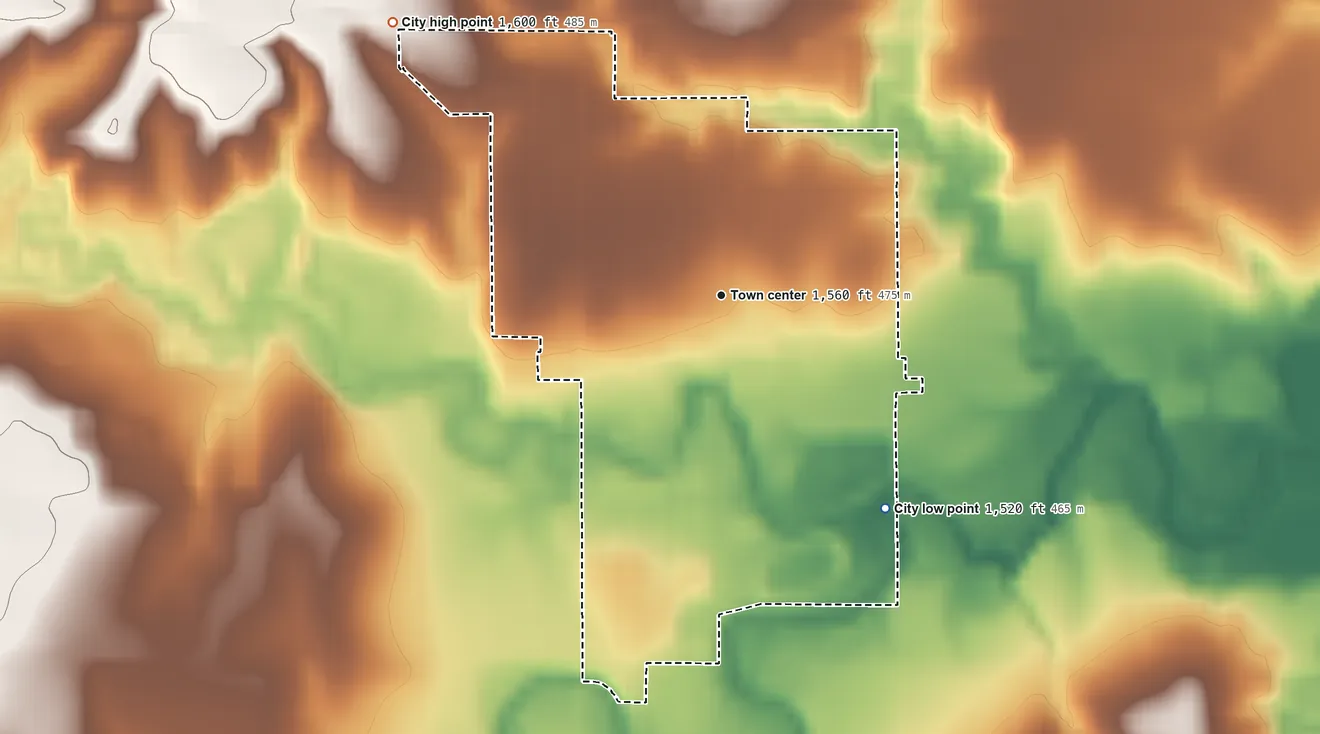 Topographic elevation map of Deshler, Nebraska, shaded from 1,520 ft on the southeast side to 1,600 ft on the northwest side