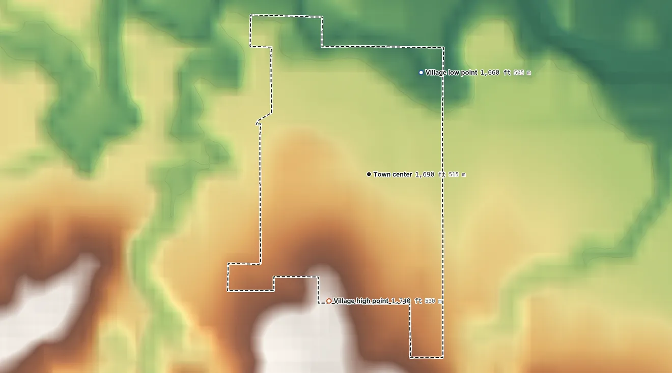Topographic elevation map of Deweese, Nebraska, shaded from 1,660 ft on the northeast side to 1,740 ft on the south side