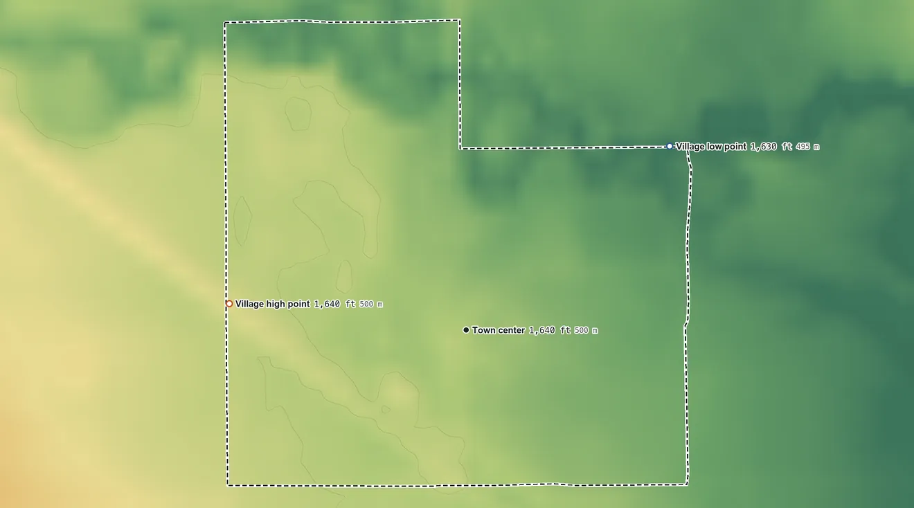 Topographic elevation map of Foster, Nebraska, shaded from 1,630 ft on the northeast side to 1,640 ft on the west side
