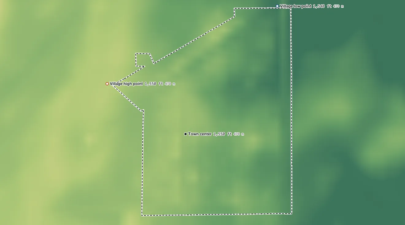 Topographic elevation map of Goehner, Nebraska, shaded from 1,540 ft on the northeast side to 1,550 ft on the northwest side
