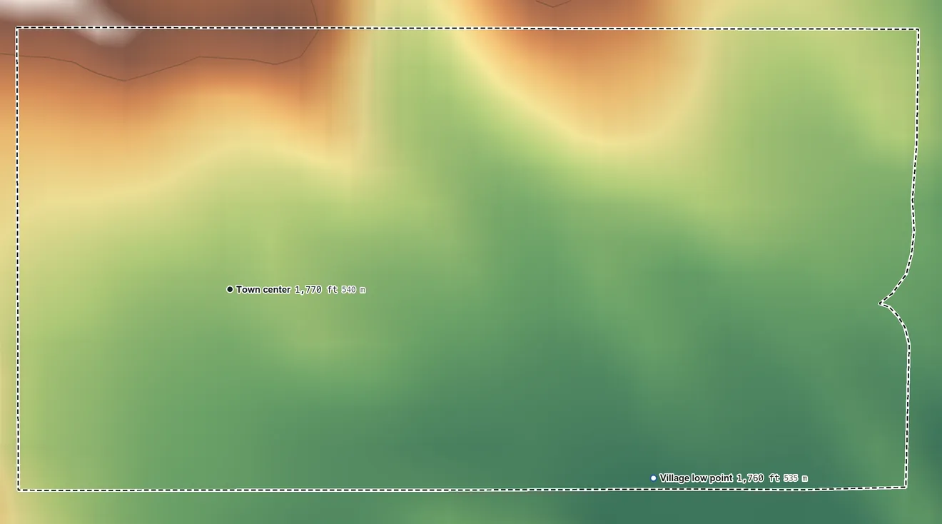 Topographic elevation map of Gross, Nebraska, shaded from 1,760 ft on the southeast side to 1,810 ft on the northwest side