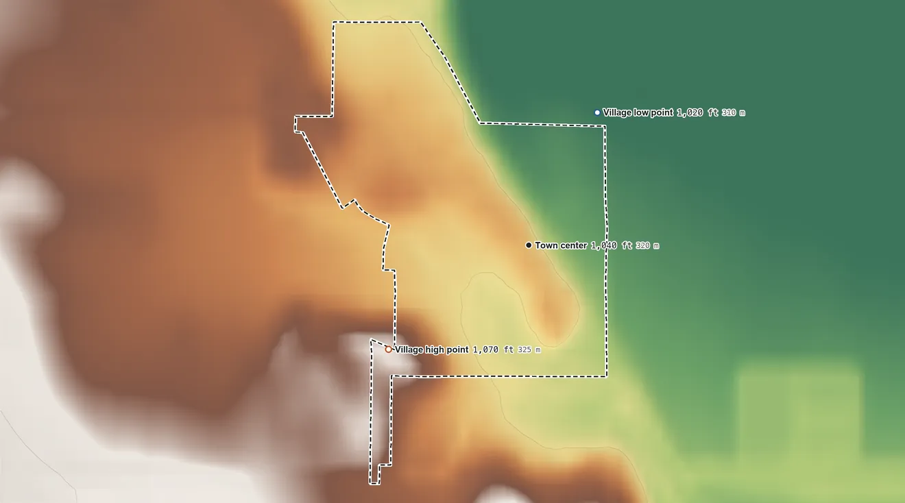 Topographic elevation map of Herman, Nebraska, shaded from 1,020 ft on the northeast side to 1,070 ft on the southwest side