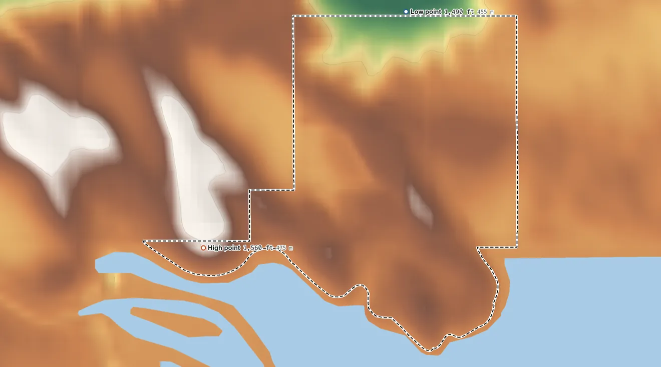 Topographic elevation map of Lakeview, Nebraska, shaded from 1,490 ft on the north side to 1,560 ft on the west side