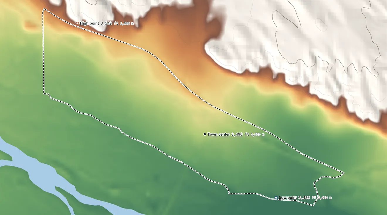 Topographic elevation map of Lisco, Nebraska, shaded from 3,480 ft on the southeast side to 3,540 ft on the northwest side