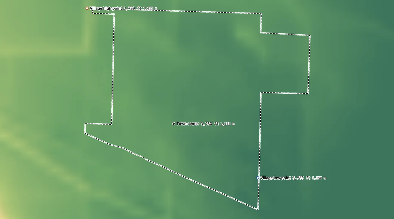 Topographic elevation map of McGrew, Nebraska, shaded from 3,780 ft on the southeast side to 3,790 ft on the northwest side