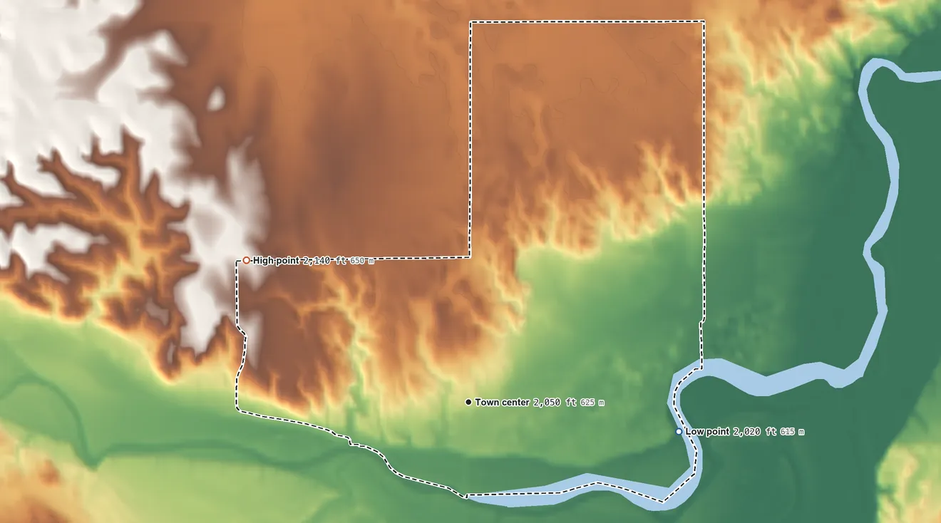Topographic elevation map of Poole, Nebraska, shaded from 2,020 ft on the east side to 2,140 ft on the northwest side