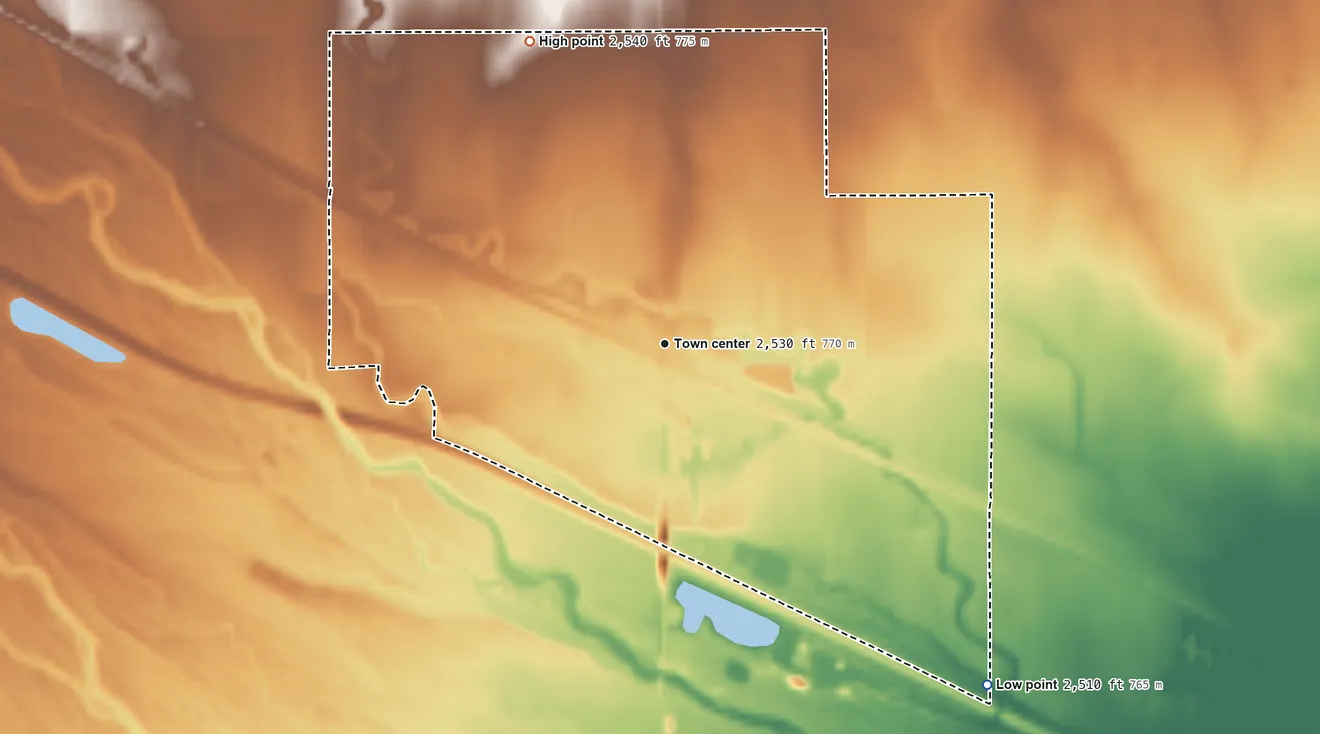 Topographic elevation map of Willow Island, Nebraska, shaded from 2,510 ft on the southeast side to 2,540 ft on the northwest side