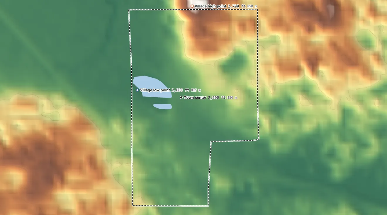 Topographic elevation map of Wood Lake, Nebraska, shaded from 2,680 ft on the west side to 2,790 ft on the north side
