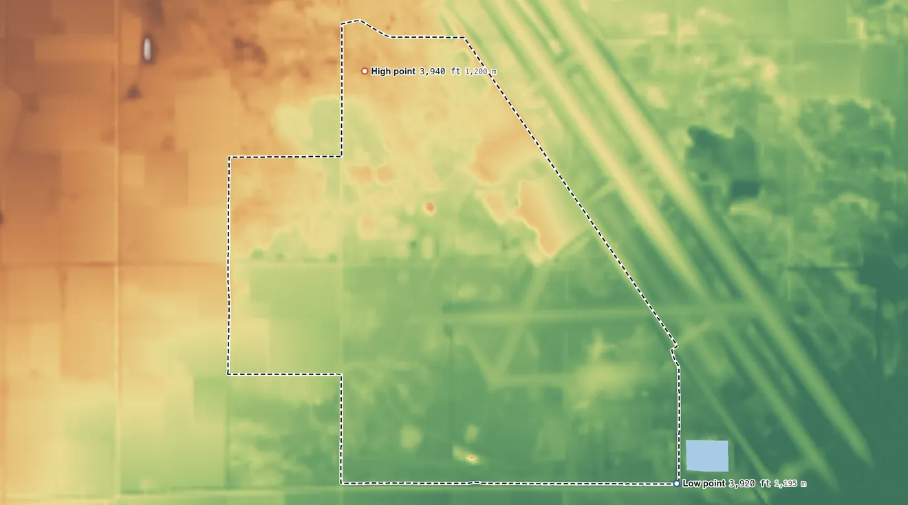 Topographic elevation map of Fallon Station, Nevada, shaded from 3,920 ft on the southeast side to 3,940 ft on the northeast side