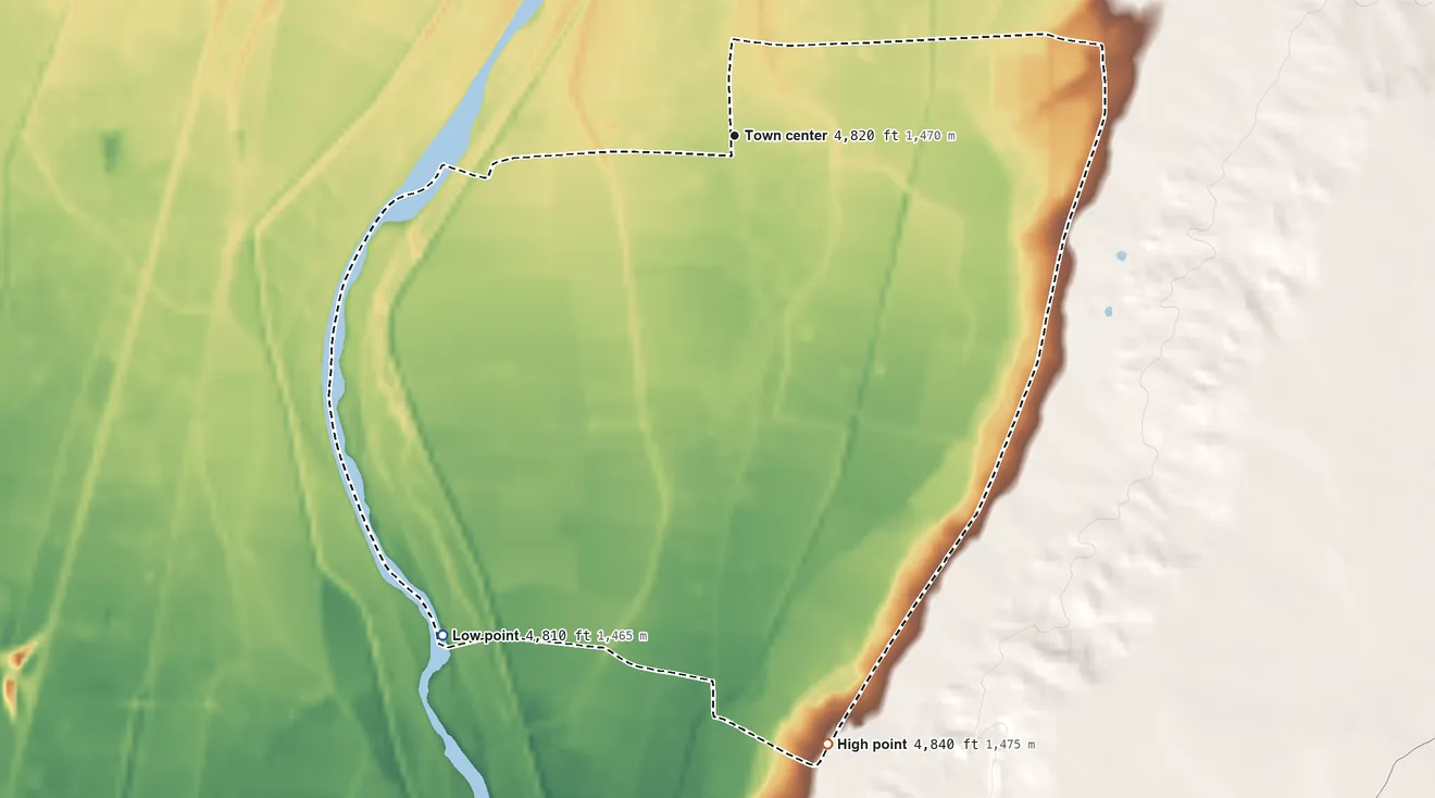 Topographic elevation map of Adelino, New Mexico, shaded from 4,810 ft on the southwest side to 4,840 ft on the south side