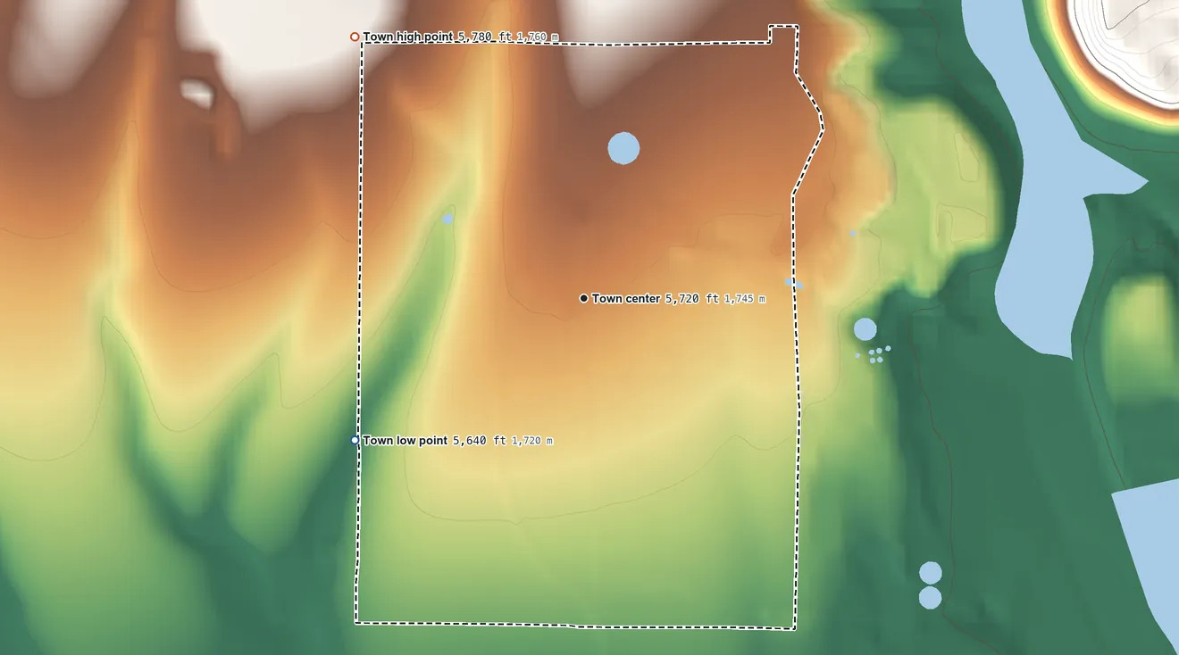 Topographic elevation map of Hurley, New Mexico, shaded from 5,640 ft on the southwest side to 5,780 ft at the foot of the Little Burro Mountains