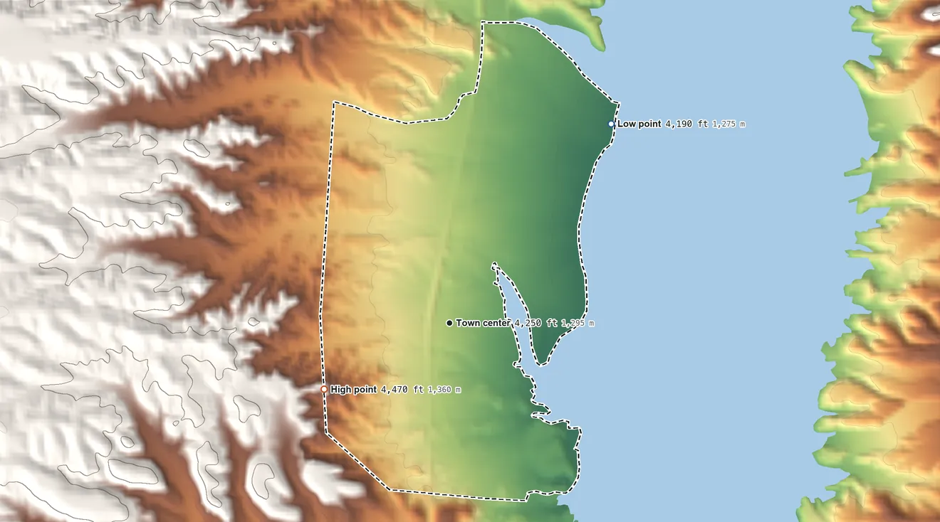 Topographic elevation map of Oasis, New Mexico, shaded from 4,190 ft on the northeast side to 4,470 ft on the southwest side